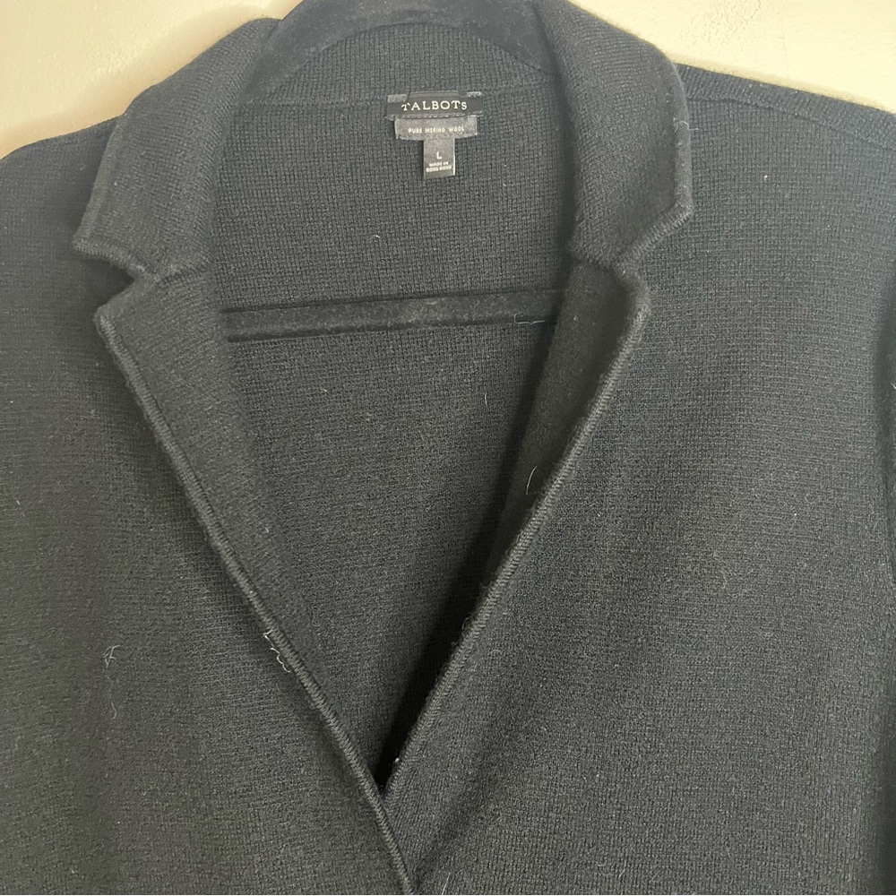 Talbots Pure Merino Wool Black Blazer Jacket Size L - Picture 4 of 8